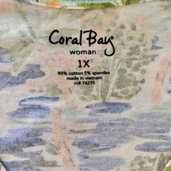 Coral Bay Florida Tee Short Sleeve Palm Tree Design Women's 1X NEW NWT - Picture 6 of 7